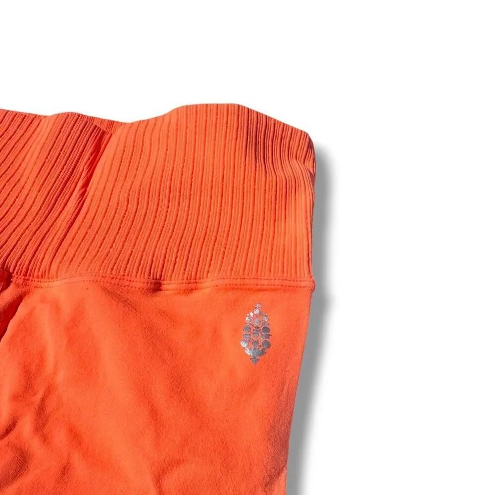 Free People Movement Good Karma Leggings & Square Neck Bra Set Neon Orange XS/S